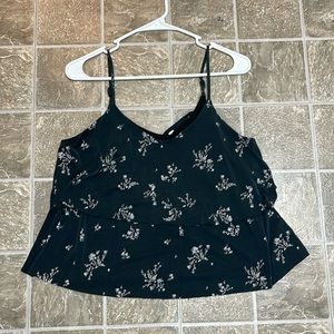 Grey Floral Crop Top